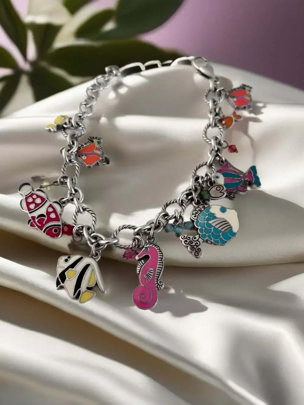 Brighton Charm Bracelet Tropical Enamel Fish & Hearts Sea Love 7